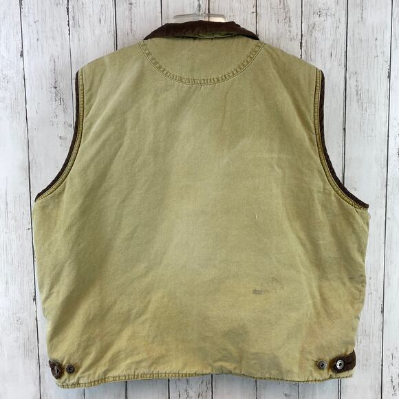 VTG Wrangler Hero Canvas Sherpa Lined Vest Full Zip Pockets Khaki Men's Size XL - Picture 7 of 10